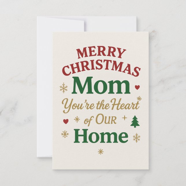 Merry Christmas Mom Card Dankeskarte (Vorderseite)