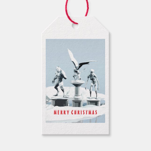 Merry Christmas. Monster ice sculptures Geschenkanhänger (Vorderseite)