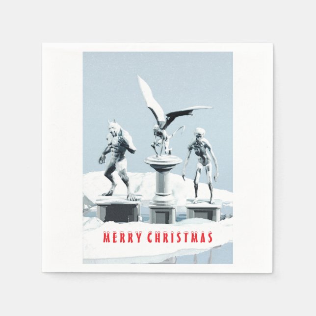 Merry Christmas. Monster ice sculptures Serviette (Vorderseite)