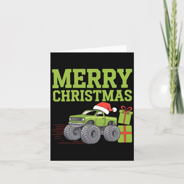 Merry Christmas Monster Truck Toddler Boys Xmas  Karte (Vorderseite)