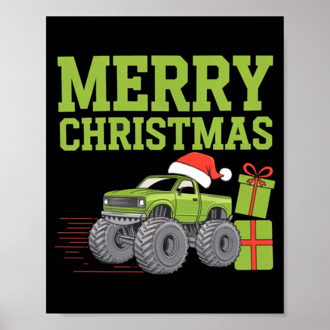 Merry Christmas Monster Truck Toddler Boys Xmas  Poster (Vorne)