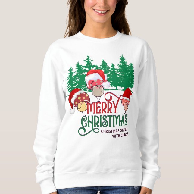 MERRY CHRISTMAS MUSHROOMS im Wald Sweatshirt (Vorderseite)