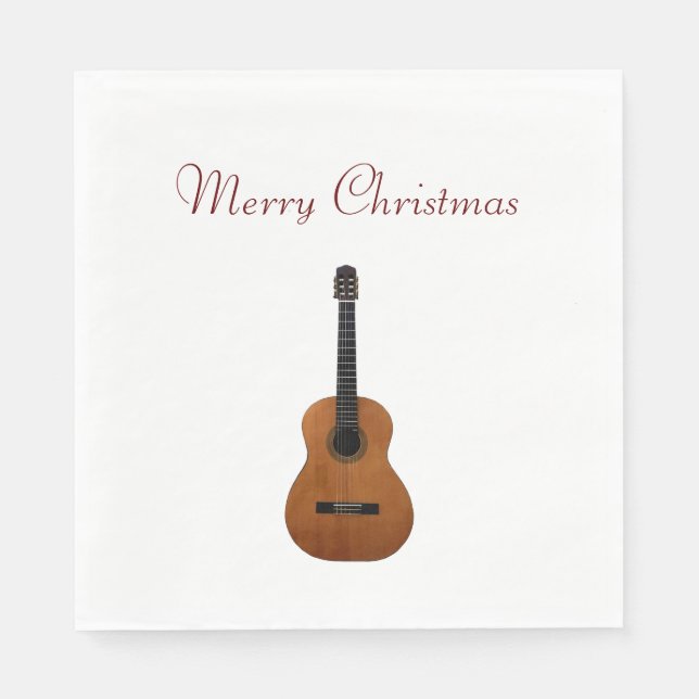 Merry Christmas Musical Gitarre Red Typografy Serviette (Vorderseite)