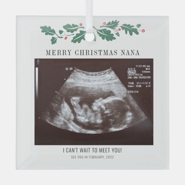 Merry Christmas Nana Pregnancy Ultrasound Foto Ornament Aus Glas (Vorderseite)