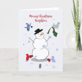 Merry Christmas Neighbor Snowman Holiday Card      Karte