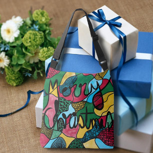 MERRY CHRISTMAS NEUROGRAPHIC & BLACK LINIE TRAGETASCHEN MIT LANGEN TRÄGERN