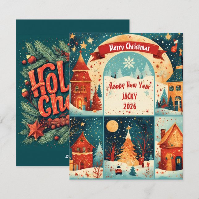 Merry Christmas New Year 20xx Feiertagskarte (Vorne/Hinten)