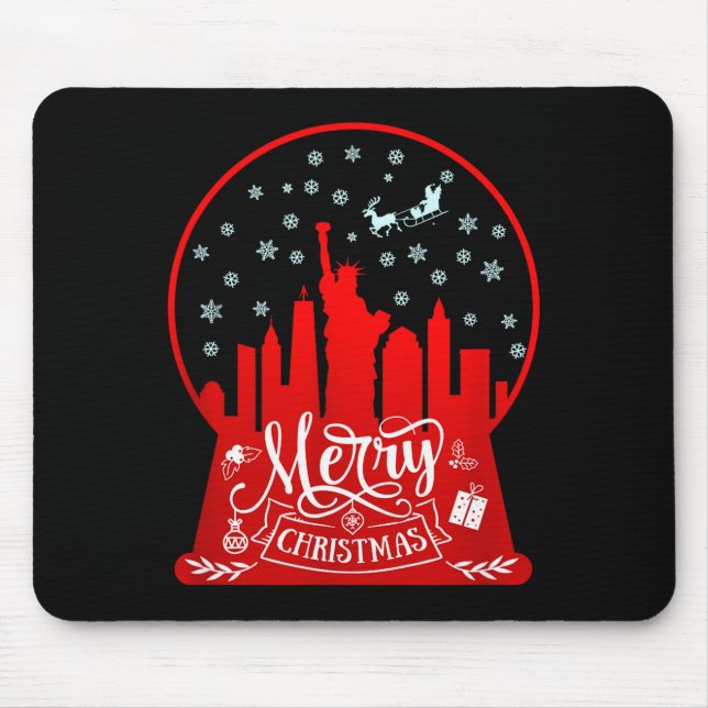 Merry Christmas New York Skyline In Snow Globe Sno Mousepad (Vorne)