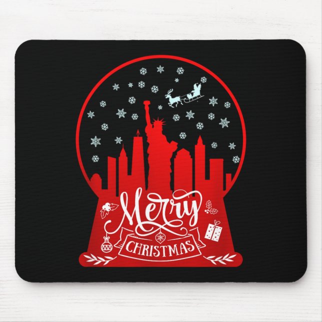 Merry Christmas New York Skyline In Snow Globe Sno Mousepad (Vorne)