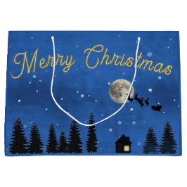 Merry Christmas Night Sky Gift Bag Große Geschenktüte
