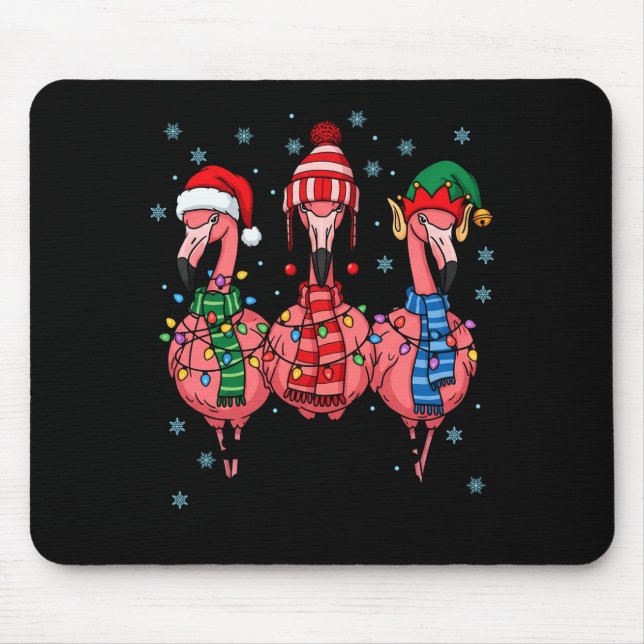 Merry Christmas Nk Flamingo Santa Hat Matching Fam Mousepad (Vorne)