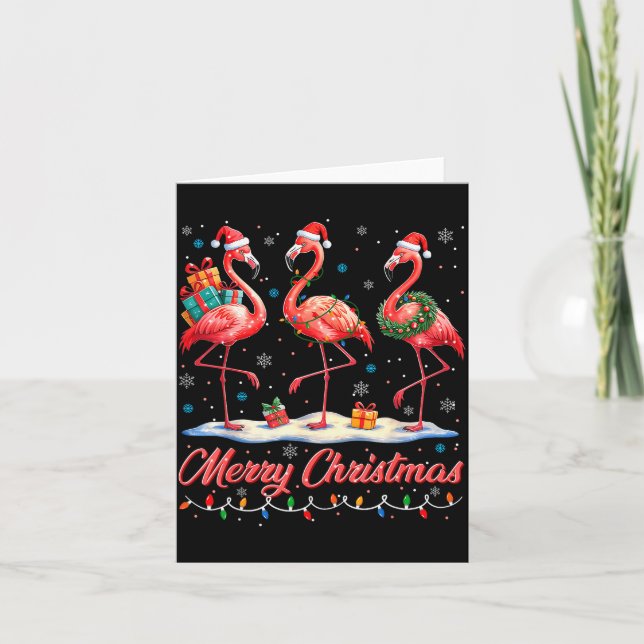 Merry Christmas Nk Flamingo Santa Xmas Womens Mens Karte (Vorderseite)
