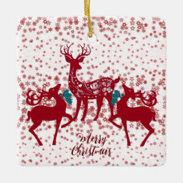 Merry Christmas Nordic Reindeer Snowflakes Scandia Keramikornament