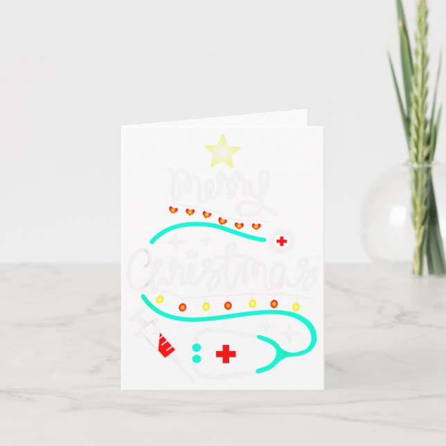 Merry Christmas Nurse Doctor Stethoscope Christmas Karte (Vorderseite)