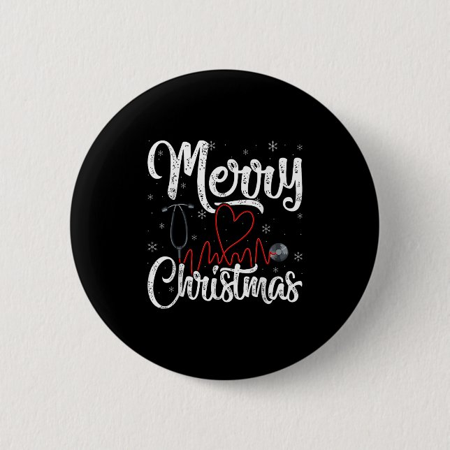 Merry Christmas Nurse Nursing Stethoscope,  Button (Vorderseite)