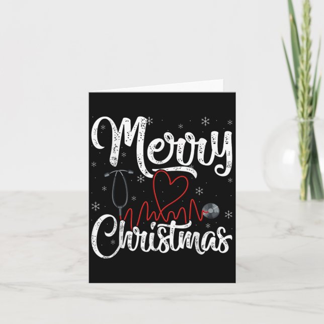 Merry Christmas Nurse Nursing Stethoscope,  Karte (Vorderseite)