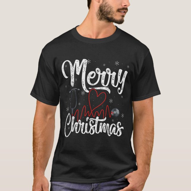 Merry Christmas Nurse Nursing Stethoscope,  T-Shirt (Vorderseite)