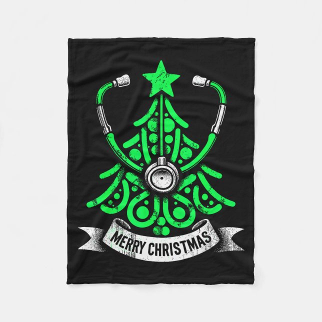 Merry Christmas, Nurses &amp; Doctors Stethoscope  Fleecedecke (Vorderseite)