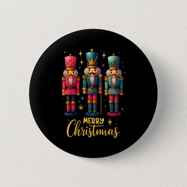 Merry Christmas Nutcracker Ballet Dance Women Kids Button (Vorderseite)