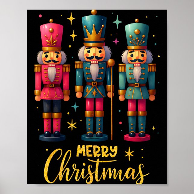 Merry Christmas Nutcracker Ballet Dance Women Kids Poster (Vorne)