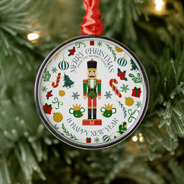 Merry Christmas Nutcracker kundenspezifische Monog Ornament Aus Metall (Baum)