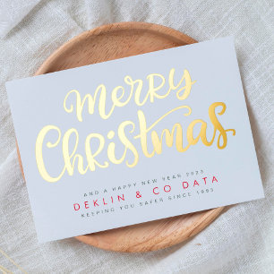 Merry Christmas on White Premium Gold Business Folien Feiertagskarte