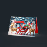 Merry Christmas Origami Santa Claus GC Karte<br><div class="desc">Der hübsche und niedliche Weihnachtsmann mit Hirschen in Origami-Stil. Design auf Grußkarte mit Wünschen zu wählen.</div>