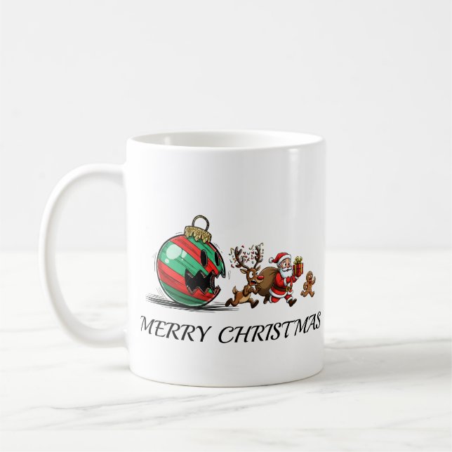 Merry Christmas Ornament Monster Kaffeetasse (Links)
