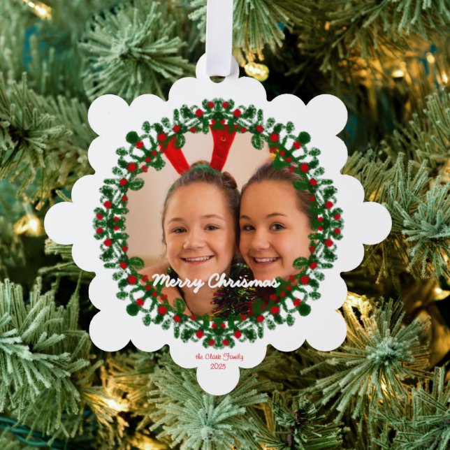 Merry Christmas Ornament Photo Card (Insitu (Baum))