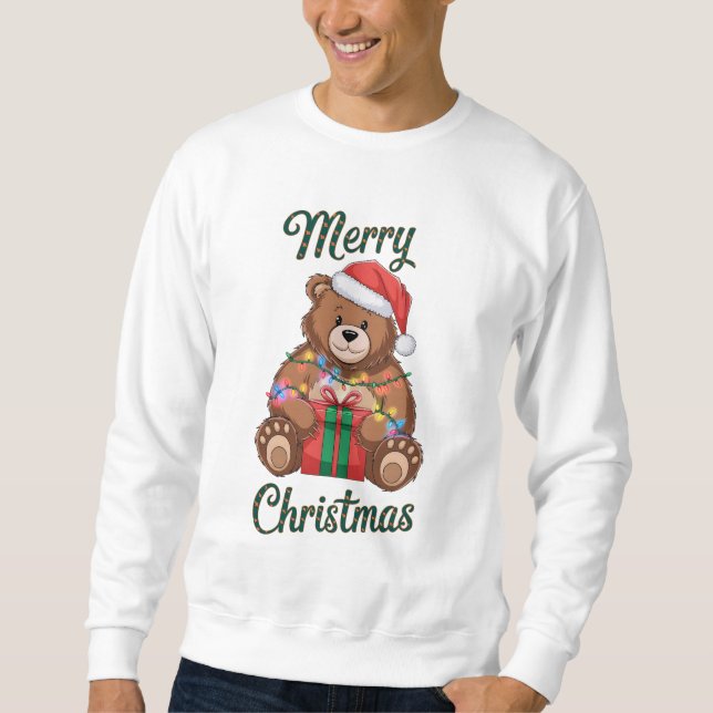 Merry Christmas - Ourson und Weihnachtsgeschenk Sweatshirt (Vorderseite)