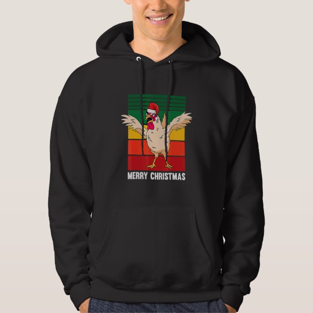 Merry Christmas Pajama  Chicken Retro Hoodie (Vorderseite)