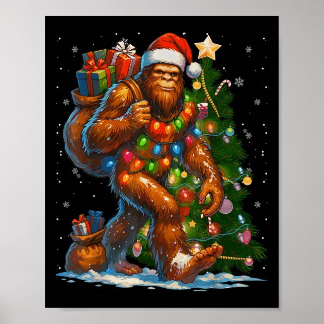 Merry Christmas Pajamas Bigfoot Christmas Tree Lig Poster (Vorne)