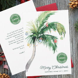 Merry Christmas Palm Tree Coastal Business Logo Feiertagskarte