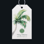 Merry Christmas Palm Tree Coastal Business Logo Geschenkanhänger<br><div class="desc">Ein modernes, stilvolles Geschenk-Tag mit moderner und handgeschriebener Schrift-Typografie mit einem geschmückten Palmenbaum. Passen Sie diese Karte einfach an, indem Sie auf die Schaltfläche "Personalisieren" klicken. Ob Sie Dankbarkeit ausdrücken, beste Wünsche erweitern oder einfach nur den Geist der Saison teilen, unser Custom Palm Tree Business Weihnachtsgeschenk Tag ist eine großartige...</div>