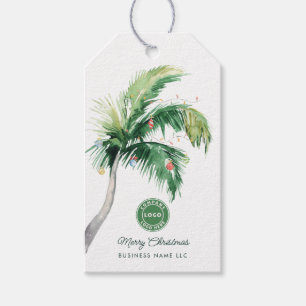 Merry Christmas Palm Tree Coastal Business Logo Geschenkanhänger