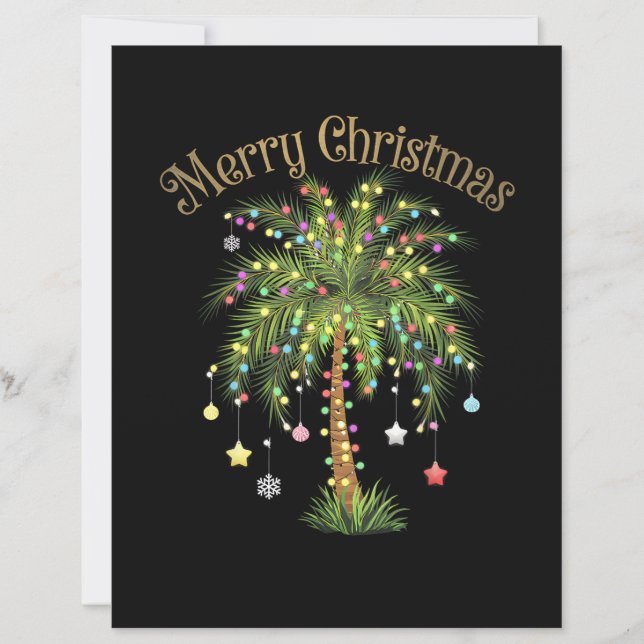 Merry Christmas Palm Tree Light New Year Tropical  (Vorderseite)