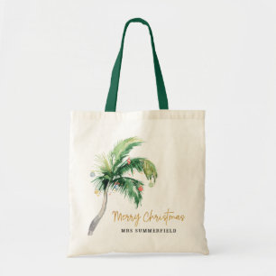 Merry Christmas Palm Tree School Teacher Custom Tragetasche