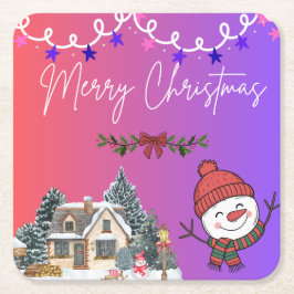Merry Christmas Paper Coasters Rechteckiger Pappuntersetzer
