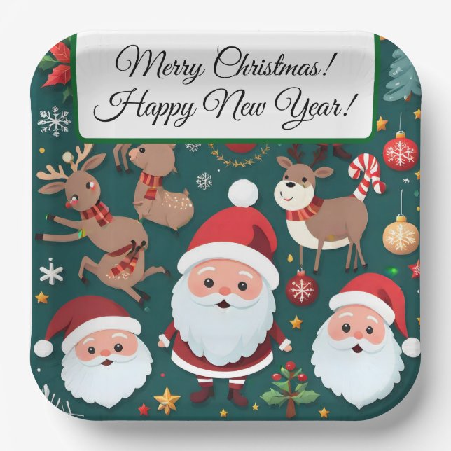 Merry Christmas Paper Plates Pappteller (Vorderseite)
