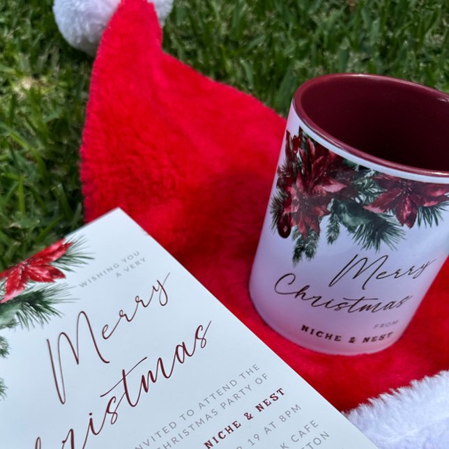 Merry Christmas Party Employee Client Gift Zweifarbige Tasse (Von Creator hochgeladen)