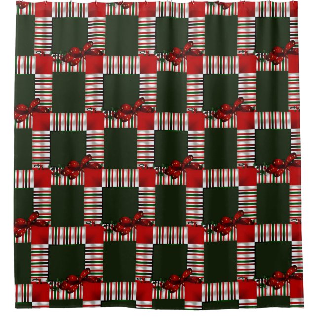Merry Christmas Patchwork Duschvorhang (Vorderseite)