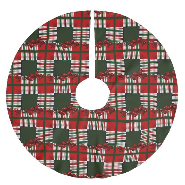 Merry Christmas Patchwork Polyester Weihnachtsbaumdecke (Vorderseite)