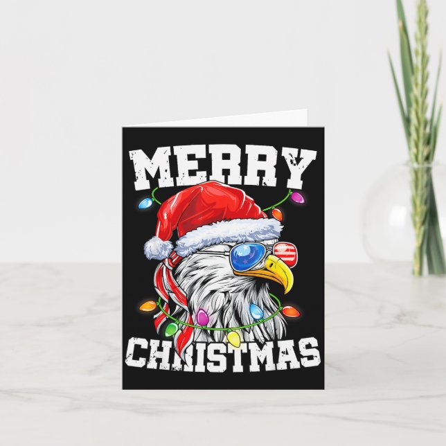 Merry Christmas Patriotic Usa Patriotic Santa Bald Karte (Vorderseite)