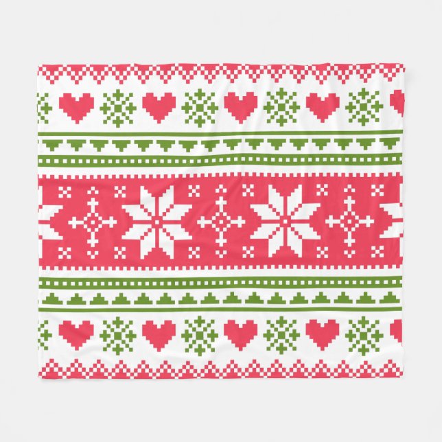 Merry Christmas pattern 3 Fleecedecke (Vorderseite (Horizontal))