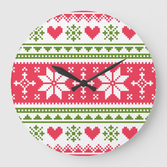 Merry Christmas pattern 3 Große Wanduhr (Vorderseite)