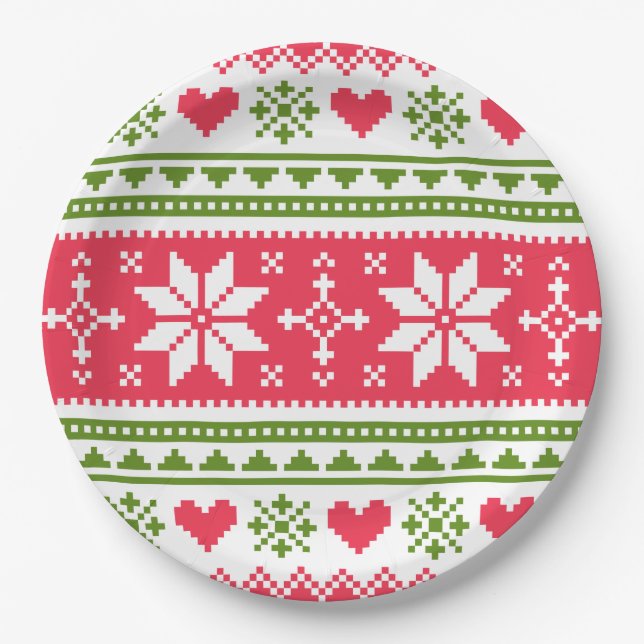 Merry Christmas pattern 3 Pappteller (Vorderseite)