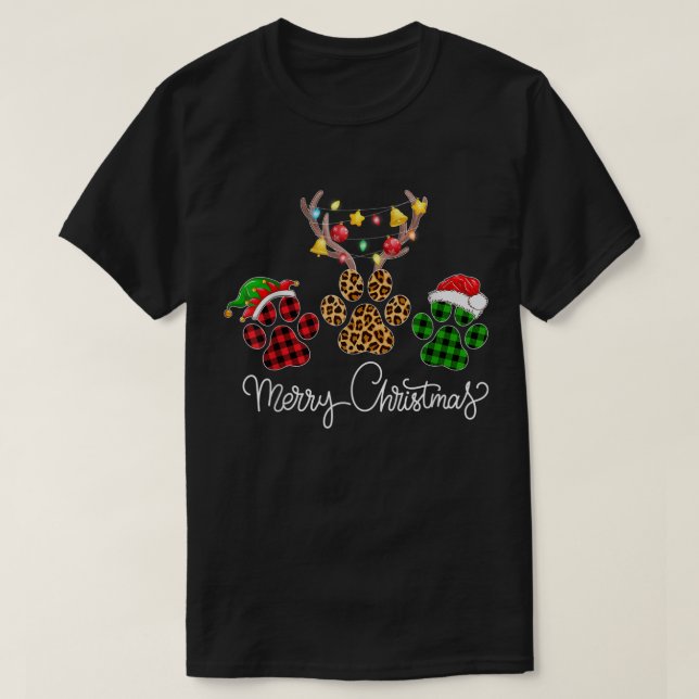 Merry Christmas Paw Prints Design T-Shirt (Design vorne)