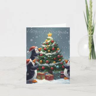 Merry Christmas Penguin Celebration Christmas Card Feiertagskarte