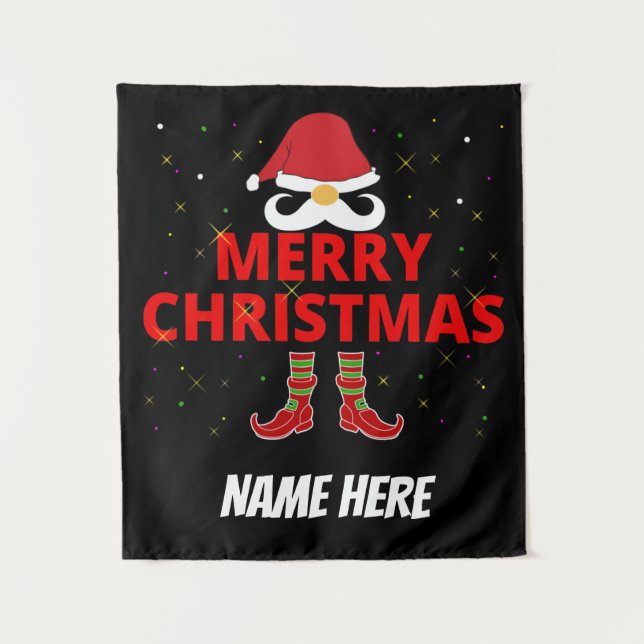 MERRY CHRISTMAS PERSONALISIERT WANDTEPPICH (Vorderseite)