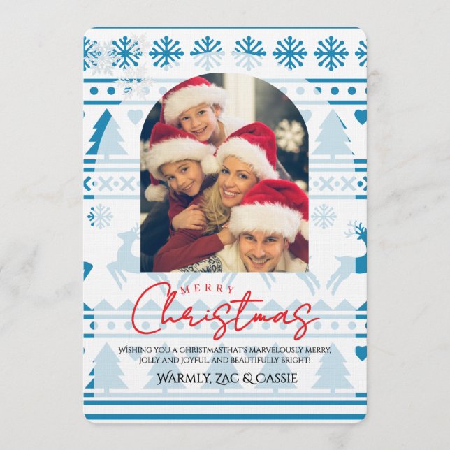 Merry Christmas Personalized Photo Card Einladung (Vorderseite)